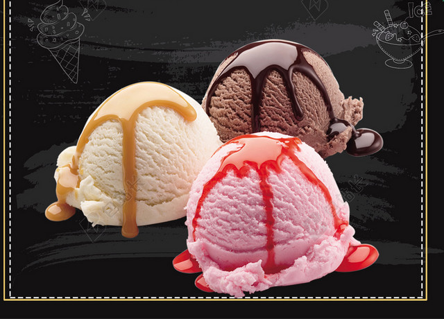 夏天甜品冰淇淋黑色创意促销手绘海报背景