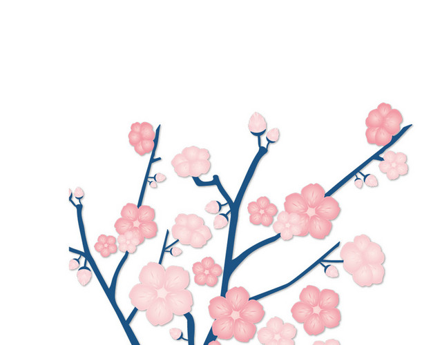 粉色树枝日本樱花花朵花瓣花卉春天PNG元素