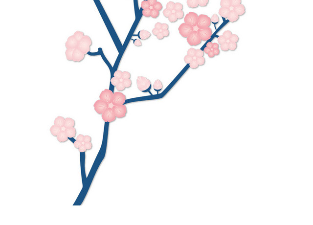 粉色树枝日本樱花花朵花瓣花卉春天PNG元素