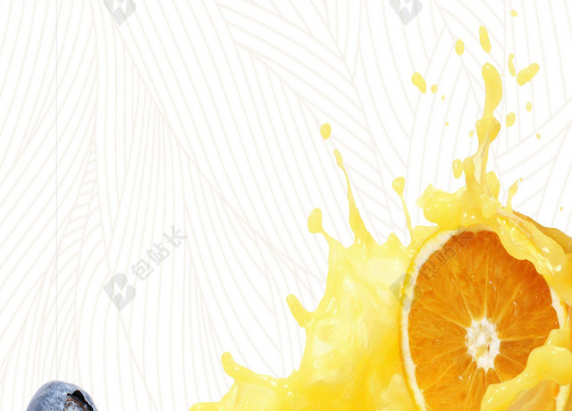 黄色淡雅橙子水果汁背景素材
