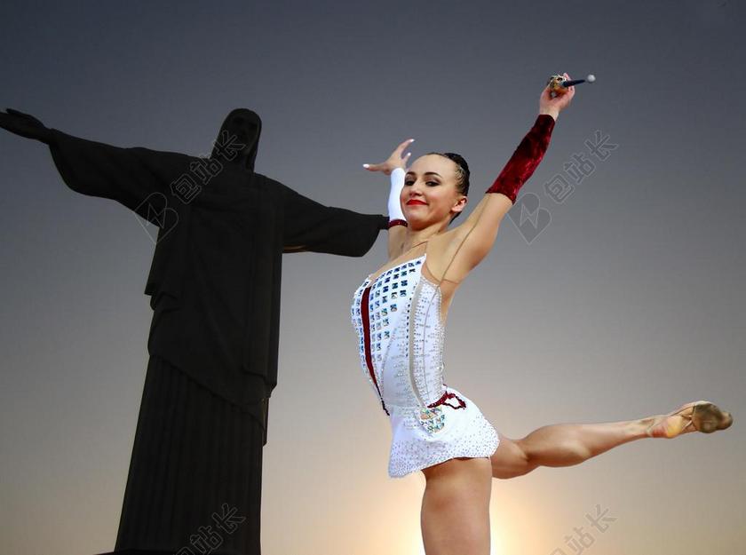 运动时尚健美操运动员背景图片