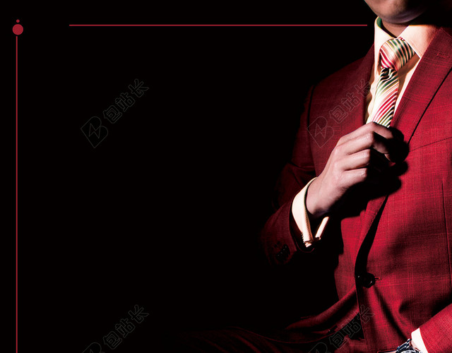 时尚简约红色西服服装服饰时尚男装衣服服装店海报背景