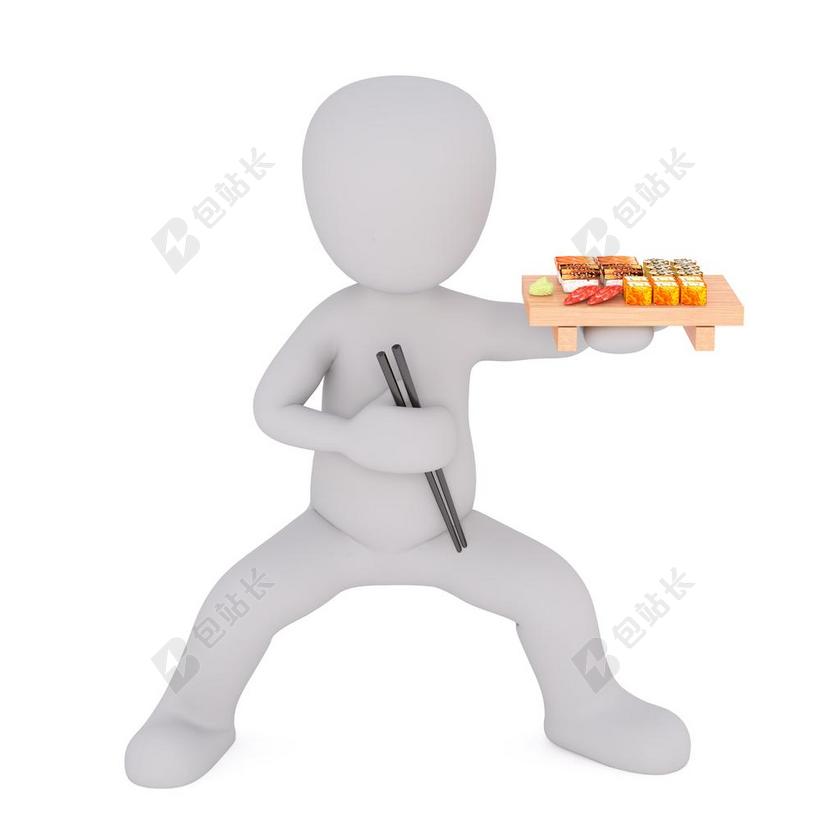 广告时尚吃寿司的白人背景图片