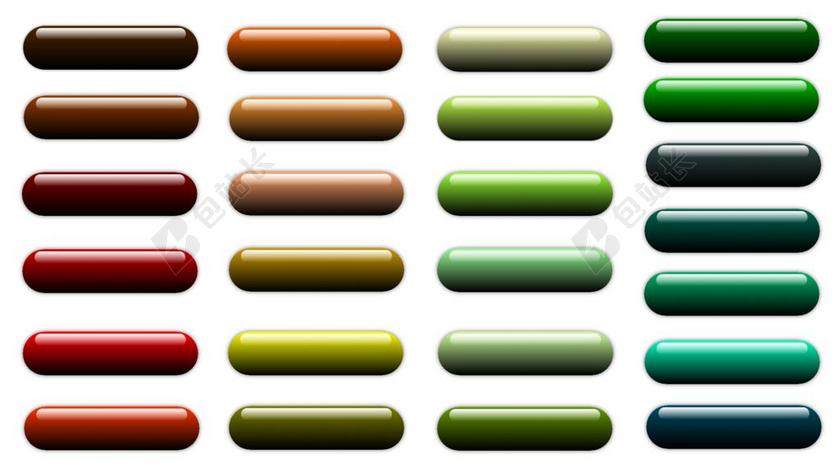 按钮 图标 长方形 丰富多彩 闪亮