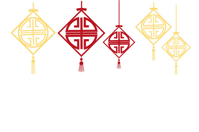 中国风喜庆新年金色灯笼素材