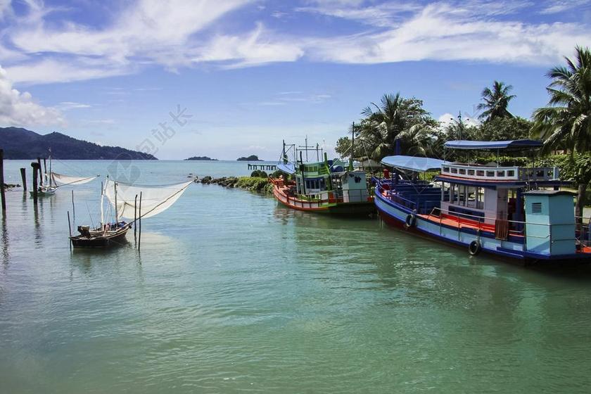 泰国 象岛 海 度假 旅程 水 夏季 海滩 度假村 游艇