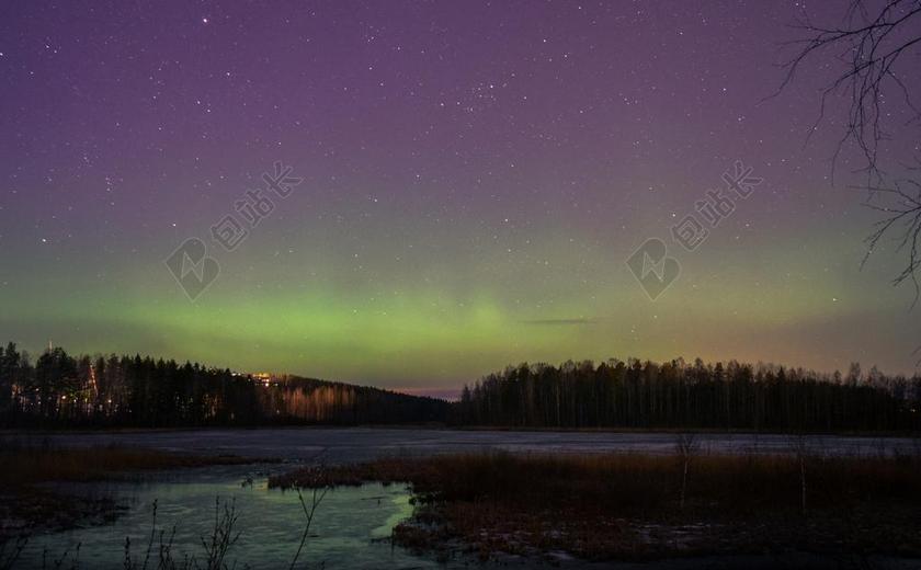 北灯 芬兰 极光 芬兰语 森林 湖 光 自然 北欧 户外