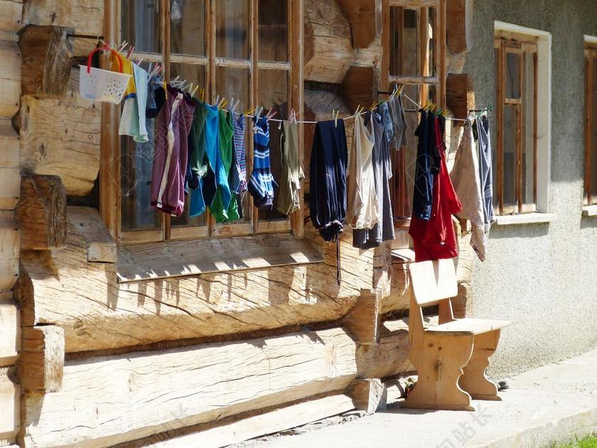 洗衣房 洗 水洗 晾衣服 干 服装 干洗衣 依赖 皮带