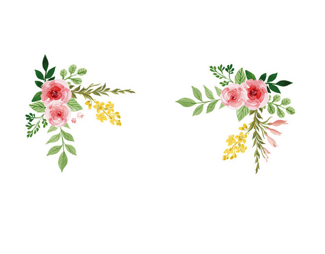 小清新婚礼婚庆花卉手绘花朵边框素材