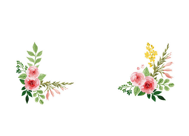 小清新婚礼婚庆花卉手绘花朵边框素材