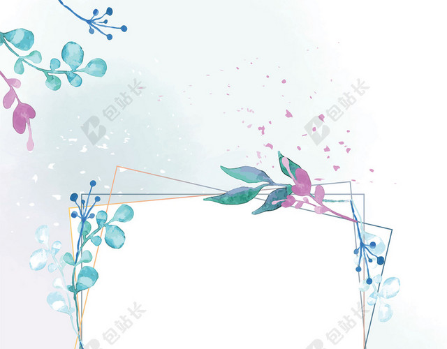 小清新彩色婚礼婚庆花卉花朵边框背景素材