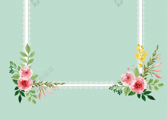 小清新彩色婚礼婚庆花卉花朵边框背景素材