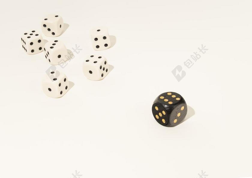 广告时尚黑白双色的骰子背景图片
