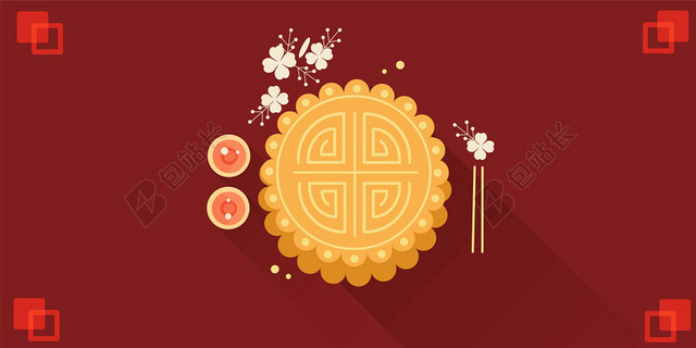 中秋节传统节日红色月饼筷子传统文化中秋背景