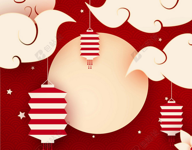 中秋节传统节日红色祥云中秋传统文化海报背景