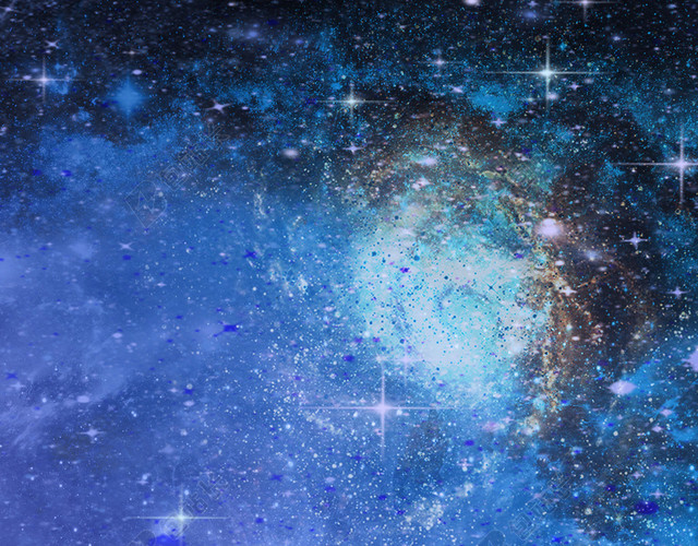 蓝色绚烂星空宇宙行星海报展板背景