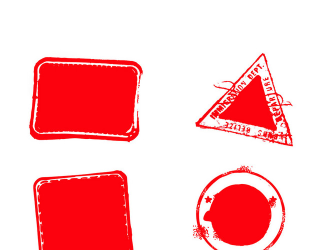 简约红色印章边框三角形印章素材