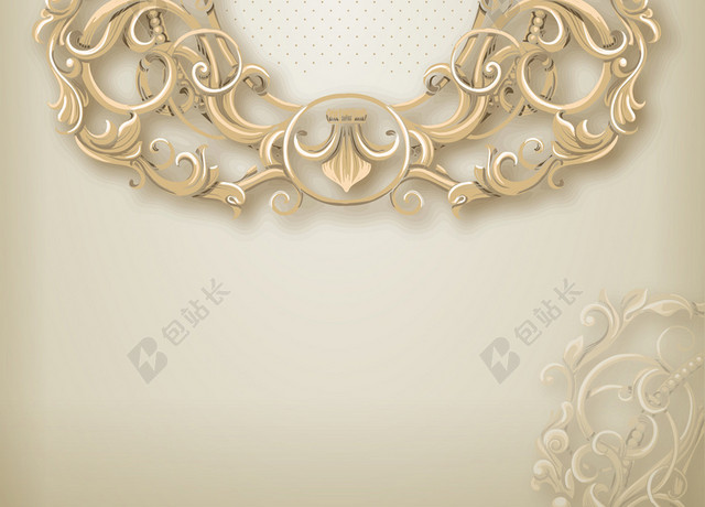 金色欧式花纹边框背景素材