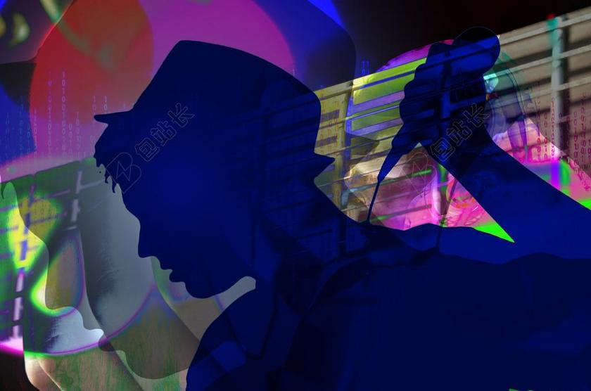 音乐会歌手剪影光夜总会庆祝背景图片