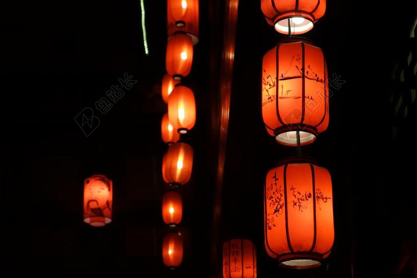 灯笼 夜景 灯光 晚上 暗