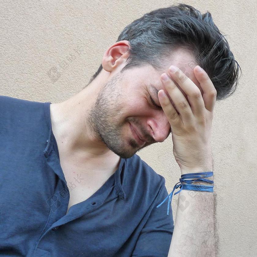 头痛 图片 男子 应力 强调的人 人 肖像 不快乐