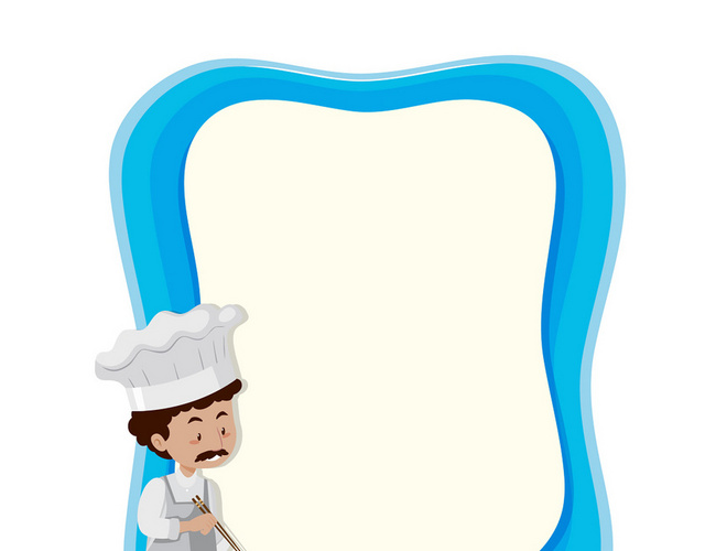 厨师边框卡通厨师烹饪素材