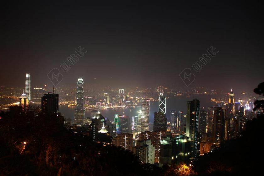 香港中环 夜景 大城市