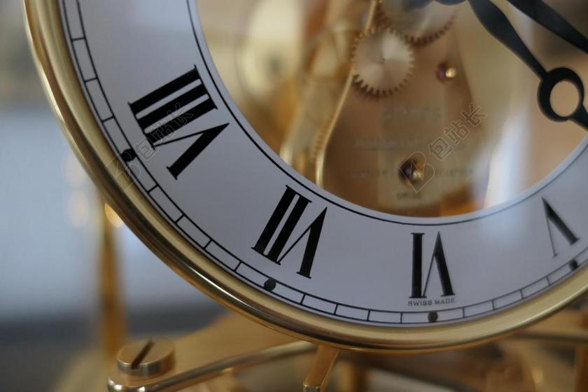 时间经典金边黑白设计的时钟工艺计时时间背景图片