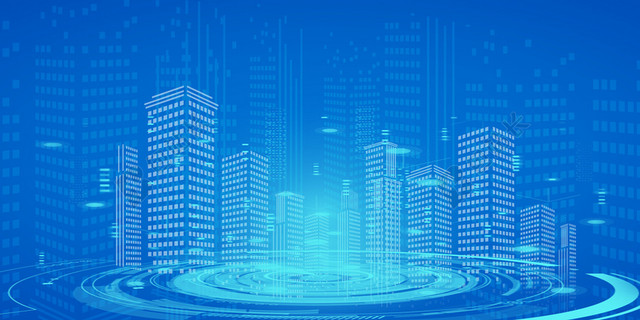 科技感背景科技背景蓝色科技感线条科技感城市剪影背景素材