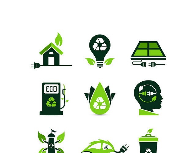 绿色环保保护地球电池灯泡元素素材