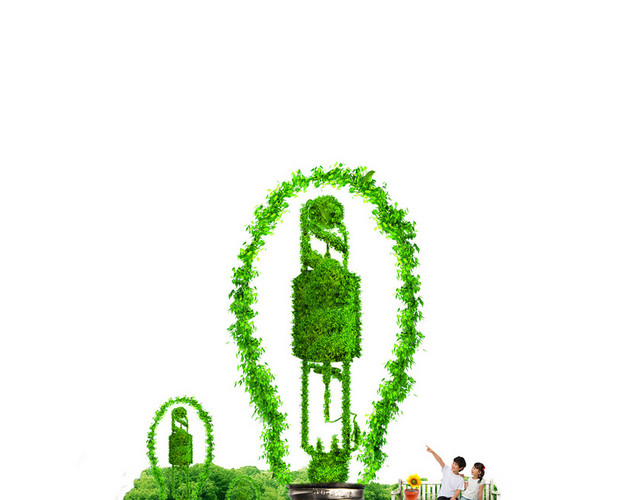 绿色环保保护地球灯泡元素素材