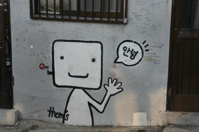 艺术可爱墙面上的人物涂鸦艺术创作绘画背景图片