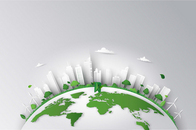 简约绿色保护地球城市矢量素材