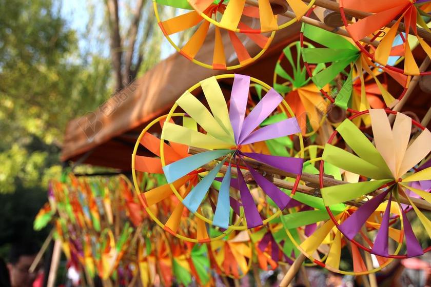 风车 玩具 彩色 节日 小贩