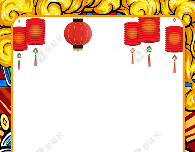 彩色花纹中国风舞狮子新年鼠年背景素材