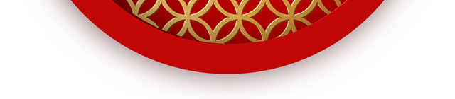 红色中国风圆形窗户边框新年素材