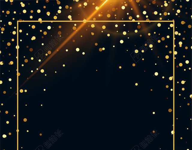 黑色背景金色光晕边框圣诞邀请函设计