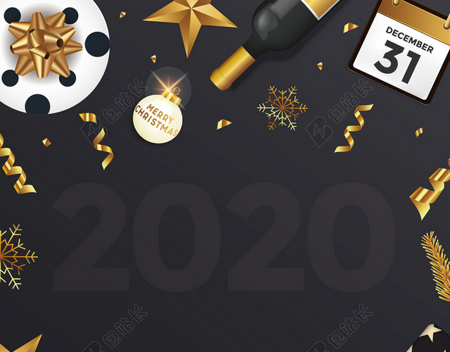 创意2020新年圣诞元素边框海报背景素材