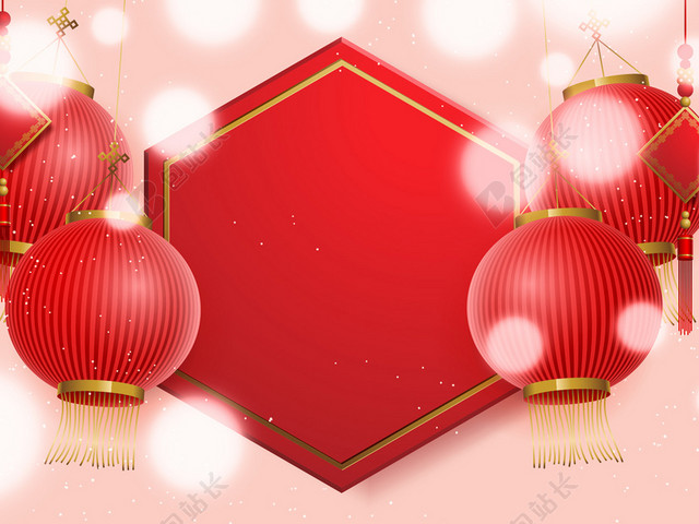 红色传统灯笼新年背景矢量素材