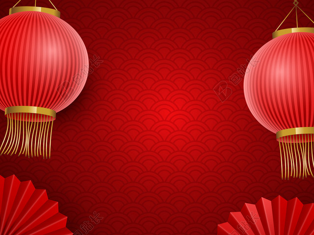 红色传统灯笼新年背景矢量素材