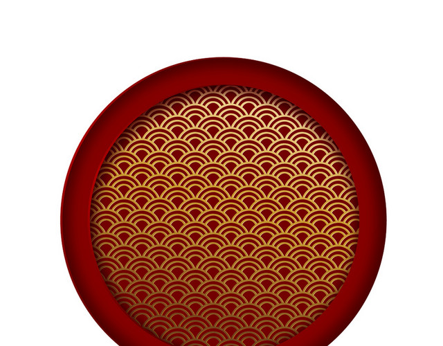 红色中国风圆形边框春节新年矢量素材