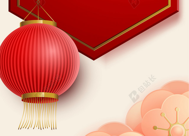红色中国传统灯笼新年背景矢量素材