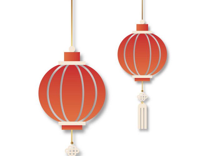 春节红色简约中国传统灯笼2020新年元素矢量素材