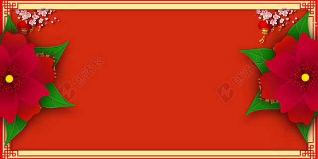 红色中国风鼠年2020年新年春节元旦背景素材