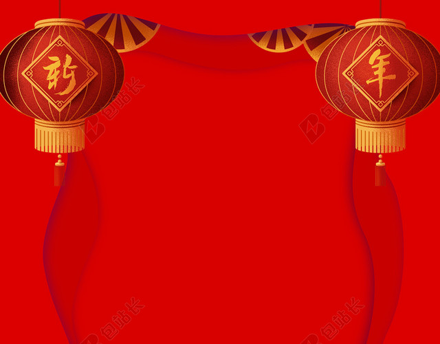 红色剪纸中国风新年海报背景