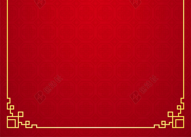 红色鼠年新年中式花纹十字底纹背景