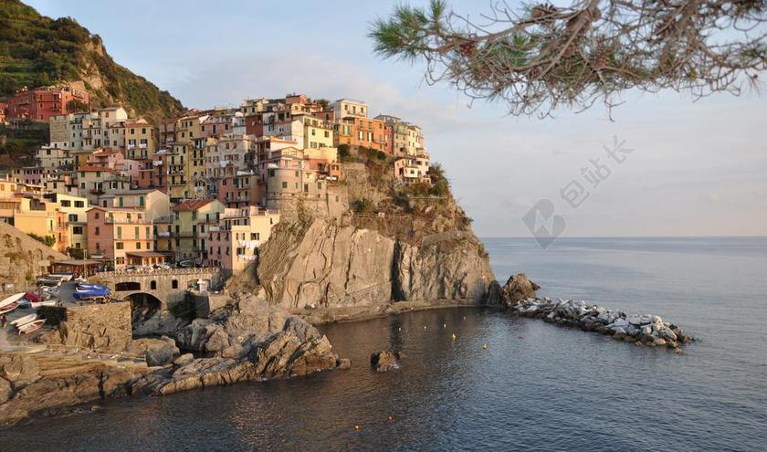 五渔村 意大利 利古里亚 MANAROLA 地中海 海岸 海