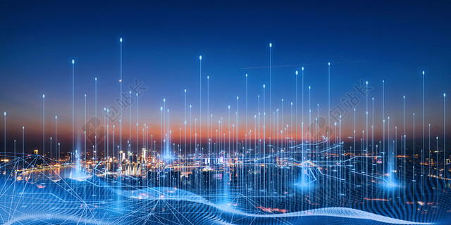 科技背景蓝色科技城市线条商务大数据展板背景