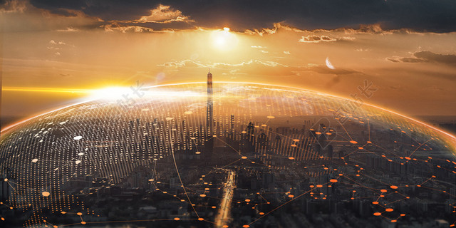 地球商务科技城市互联网智能城市展板背景