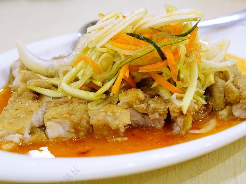 鸡肉 泰式酸辣鸡排 泰国 辣 美食 传统的 辣椒 酱 糖醋